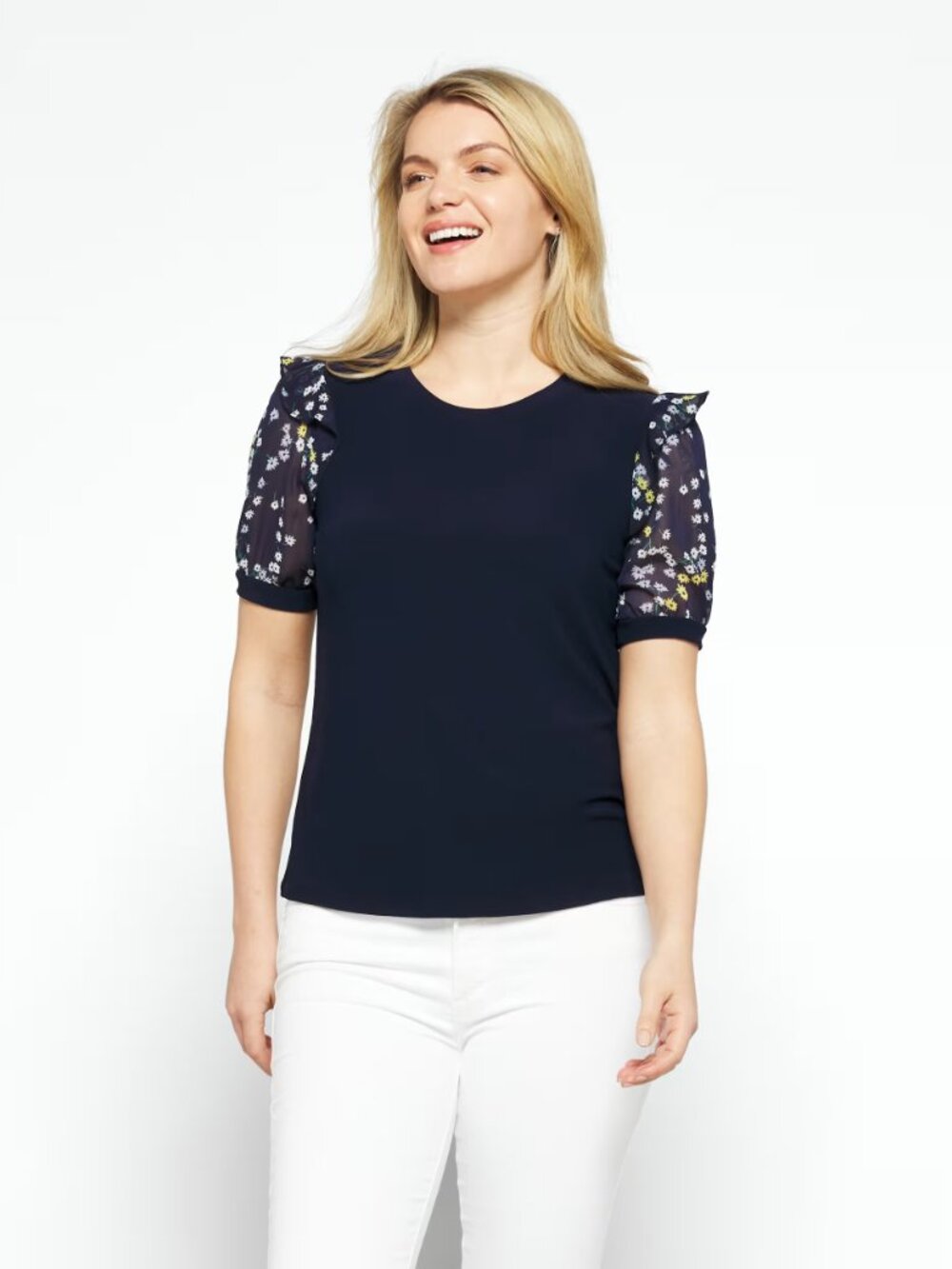 CECE SPORTSWEAR Mora Swiss Dot Knit Top XXL Navy